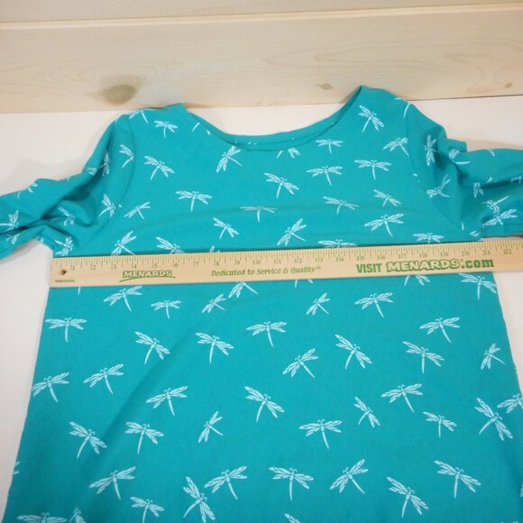 M Mac Vermont Country Store Women's size L Dragonfly Print Top Teal Blue-Green - Picture 4 of 10
